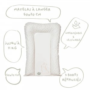 Matelas à langer flocons greenland lapins - 50x70cm Babycalin