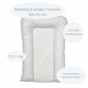 Matelas à langer flocons vert d'eau - 50x70cm Little band