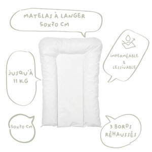 Matelas à langer flocons - blanc - 50 x 70 cm Babycalin