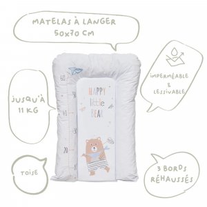 Matelas à langer flocons - little bear - 50 x 70 cm Babycalin