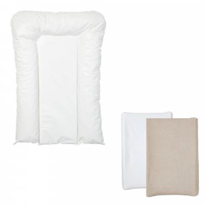 Pack matelas à langer flocons écru + 2 housses blanc et taupe Babycalin