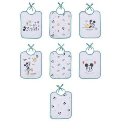 Lot de 7 bavoirs naissance mickey - 20x25 cm