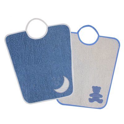 Lot de 2 bavoirs maternelle ours + lune