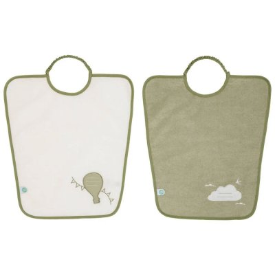 Lot de 2 bavoirs maternelle montgolfière + nuage