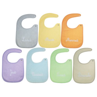 BABYCALIN Lot de 7 bavoirs brodés