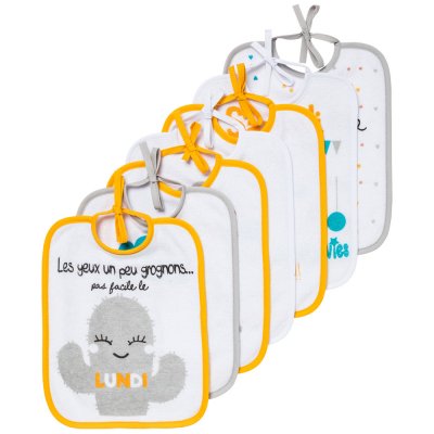 BABYCALIN Lot de 7 bavoirs naisance journalier