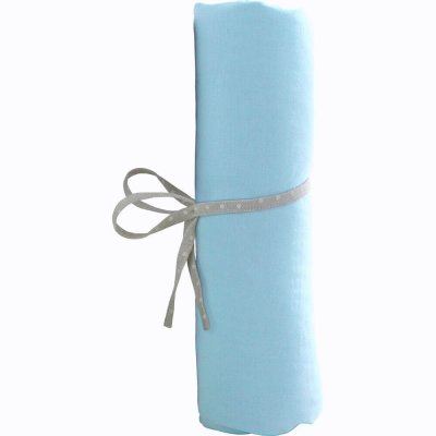 Drap housse bleu ciel 60 x 120 cm