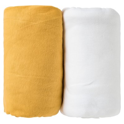 Beberoad Lot de 2 Draps pour Couffins et Berceaux, Draps pour Lits bébé,  Drap Housse 81 * 46 * 8cm, 100% Coton, Blanc