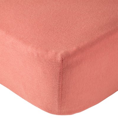 Lot de 2 draps housse 70 x 140 cm terracotta / blanc