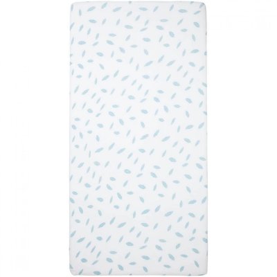 Lot de 2 draps housse 70x140 cm - plumes bleues
