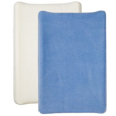 Lot de 2 housses matelas à langer 50 x 70 cm blanc - bleu
