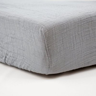 Drap housse gris 60 x 120 cm double gaze
