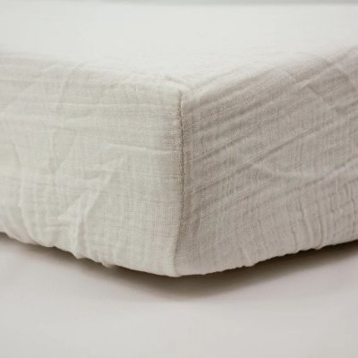 Drap housse ecru 60 x 120 cm double gaze