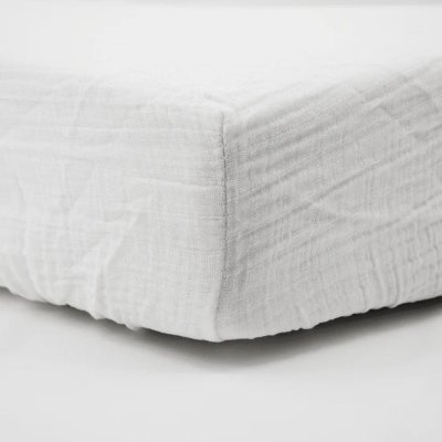 Lot de 2 draps housse double gaze 60 x 120 cm - ecru / taupe