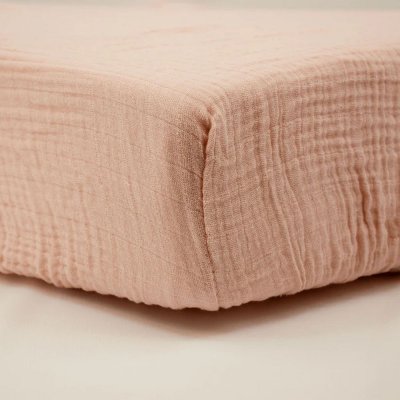 Drap housse vieux rose 70 x 140 cm double gaze