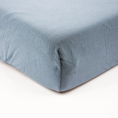 Lot de 2 draps housse jersey bio 70 x 140 cm - ecru / bleu orage