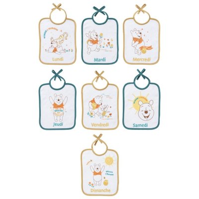 Lot de 7 bavoirs winnie retro