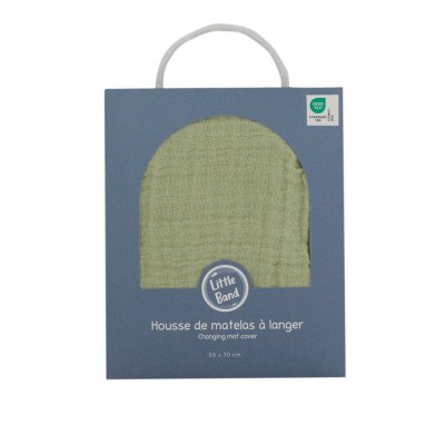 Housse matelas à langer 50 x 70 cm vert mousse en gaze de coton