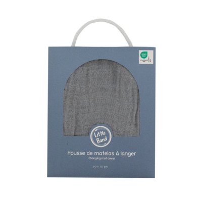 Housse matelas à langer 50 x 70 cm gris gaze de coton