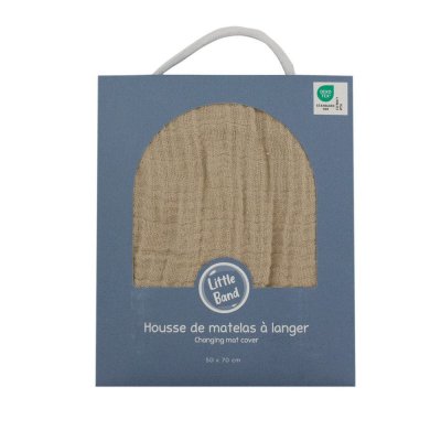 Housse matelas à langer 50 x 70 cm taupe en gaze de coton
