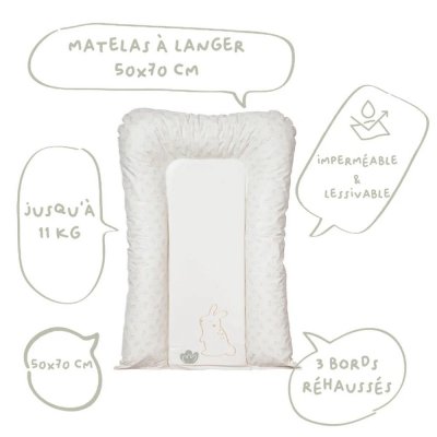 Matelas à langer flocons greenland lapins - 50x70cm