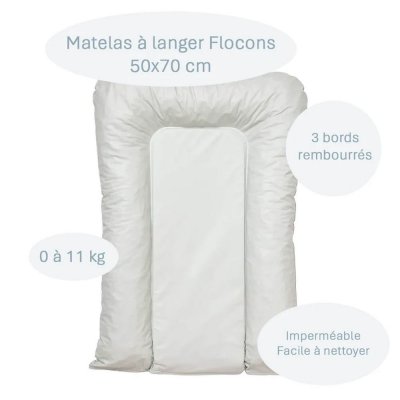 Matelas à langer flocons vert d'eau - 50x70cm