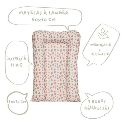 Matelas a langer flocons leopard imprimé - 50x70cm