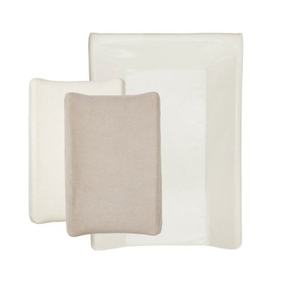 Pack matelas à langer uni luxe + 2 housses écrue et taupe