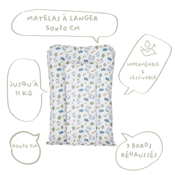 Les imparfaits - matelas à langer flocons - greenland renards - 50 x 70 cm Babycalin