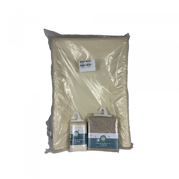 Les imparfaits - pack matelas à langer uni luxe + 2 housses écrue et taupe Babycalin