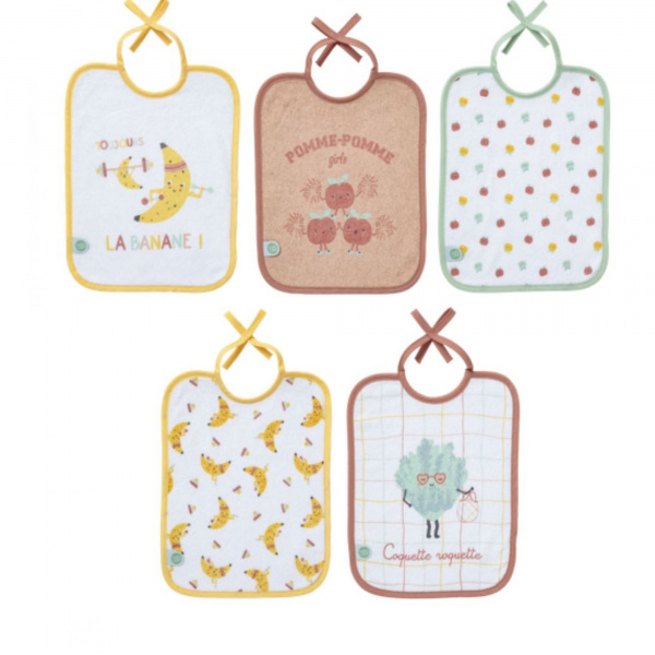 Lot de 5 bavoirs naissance smoothie Babycalin