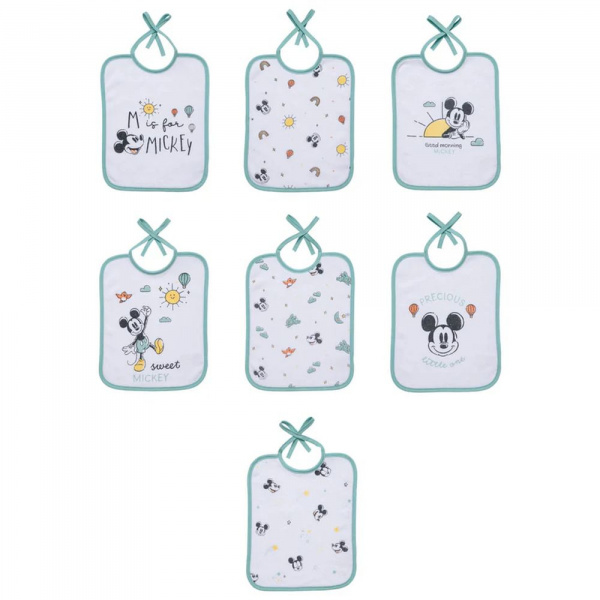 Lot de 7 bavoirs naissance mickey - 20x25 cm Babycalin