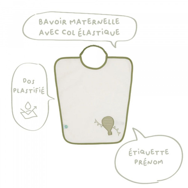 Lot de 2 bavoirs maternelle montgolfière + nuage Babycalin