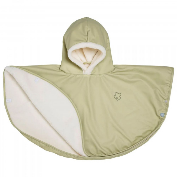 Poncho malin tilleul trêfle - 9/36 mois a pressions - tissu derperlant Babycalin