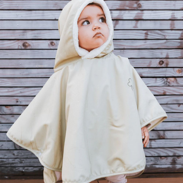 Poncho malin tilleul trêfle - 9/36 mois a pressions - tissu derperlant Babycalin