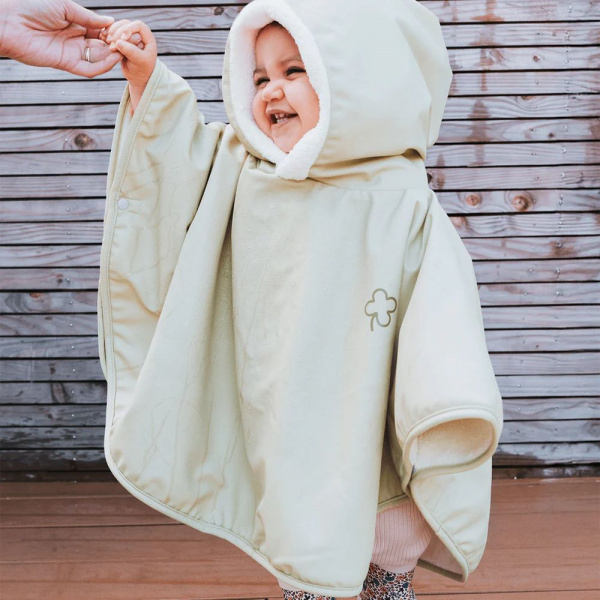 Poncho malin tilleul trêfle - 9/36 mois a pressions - tissu derperlant Babycalin