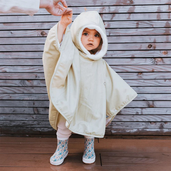 Poncho malin tilleul trêfle - 9/36 mois a pressions - tissu derperlant Babycalin