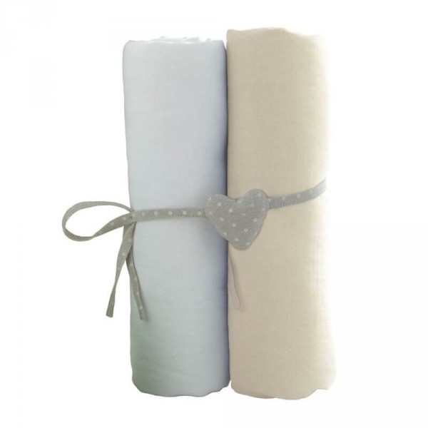 Lot de 2 draps housse blanc / ecru 70 x 140 cm Babycalin