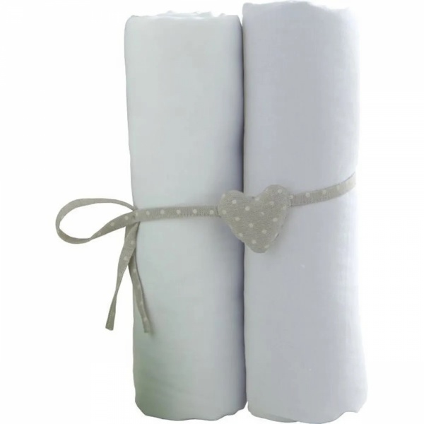 Lot de 2 draps housse jersey bio 70x140 cm - blanc Babycalin