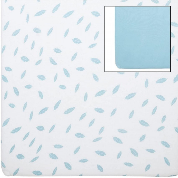 Lot de 2 draps housse 70x140 cm - plumes bleues Babycalin