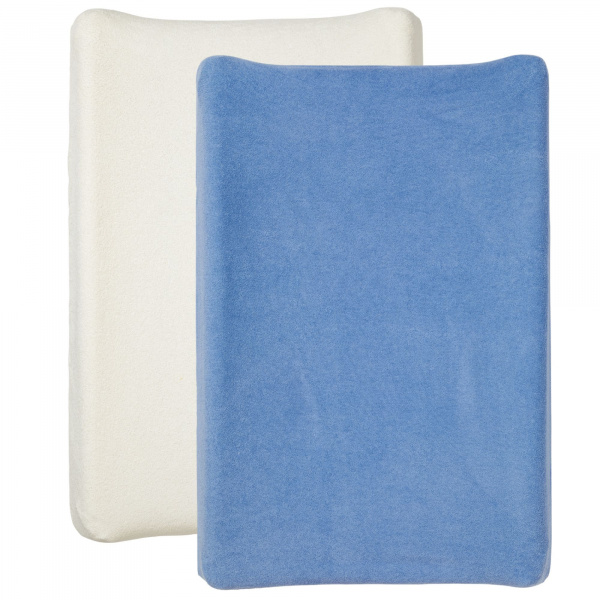 Lot de 2 housses matelas à langer 50 x 70 cm blanc - bleu Babycalin