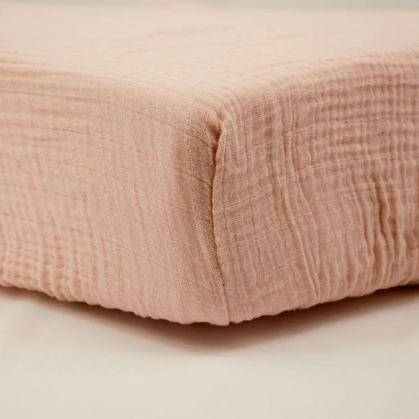 Drap housse vieux rose 60 x 120 cm double gaze Little band