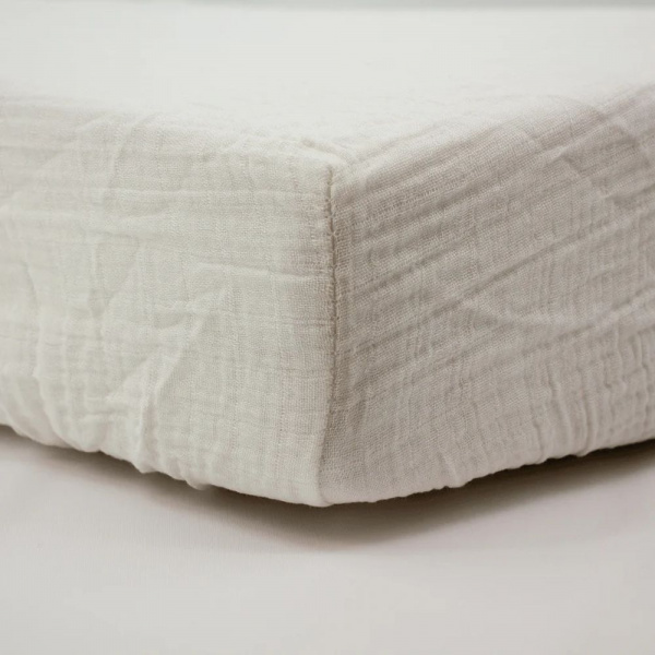 Drap housse ecru 60 x 120 cm double gaze Little band