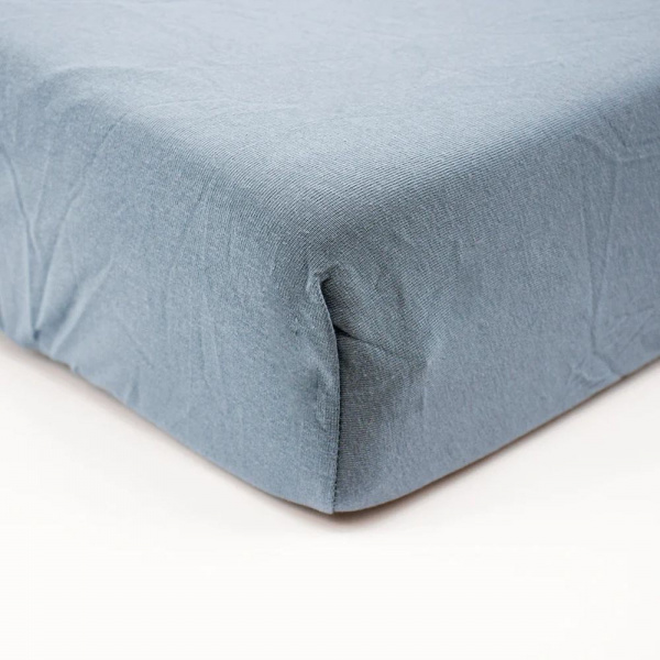 Drap housse bleu 70x140 cm jersey Little band