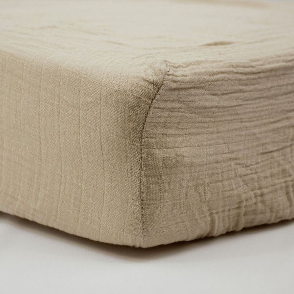 Drap housse taupe 70 x 140 cm double gaze Little band