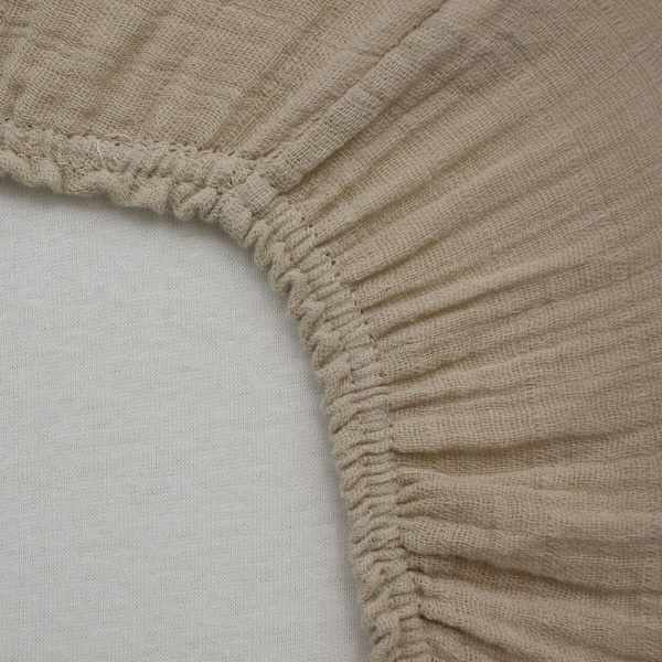 Drap housse taupe 70 x 140 cm double gaze Little band