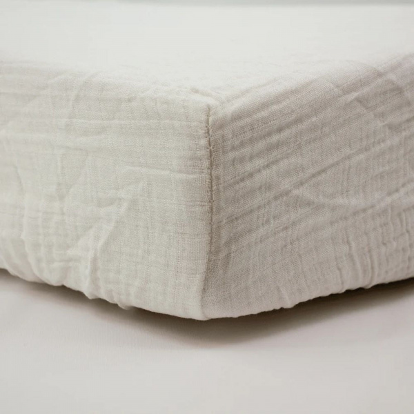 Drap housse ecru 70 x 140 cm double gaze Little band