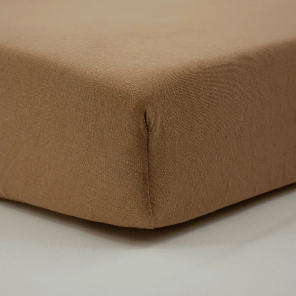 Drap housse noix de pécan 70x140 cm jersey Little band