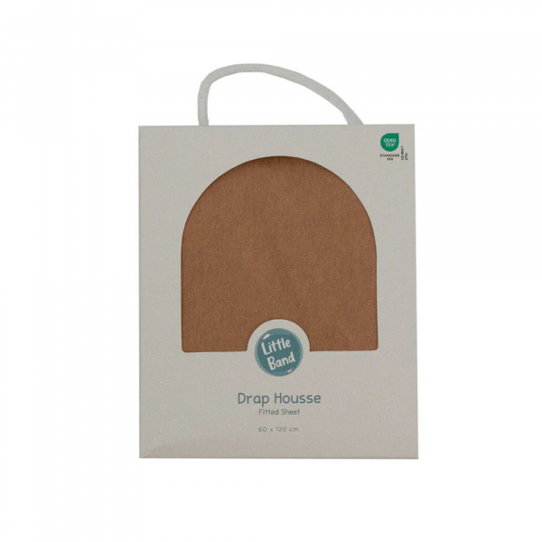 Drap housse noix de pécan 70x140 cm jersey Little band