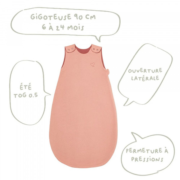 Gigoteuse 2ème âge été rosée coeur - 90cm Babycalin